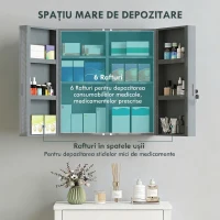 kleankin Dulap medical, dulap pentru medicamente încuiabil cu 2 uși și 6 rafturi, gri cărbune(m-5)