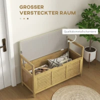 HOMCOM Schoenenrek met opbergruimte, Schoenenbank, zachte zitting, Bamboe, 100x40x60 cm(m-4)