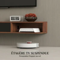 HOMCOM Meuble TV Suspendu, Meuble Télé pour Téléviseur jusqu'à 75 Pouces, Tiroir Rabattable, 2 Étagères, 180x24x16cm, Noyer(m-4)