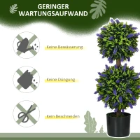 HOMCOM Kunstlavendelbomen, Set van 2, met Cementen Bloempot, Ø15x70 cm, Groen(m-6)