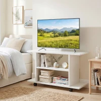 HOMCOM Mobilier Unghiular cu Roți și Rafturi, până la 42", Alb(m-8)
