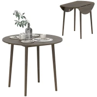 HOMCOM Table de salle à manger pliante 2 abattants, table ronde extensible pour 4 personnes, pieds en bois Ø 89 x 73,5 cm, gris(m-11)
