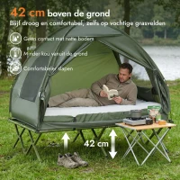 Outsunny Campingbed Hoog Met Matras Draagbaar Camping Groen(m-4)