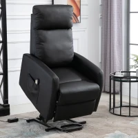 HOMCOM Poltrona Relax Levanta Pessoas Poltrona Elétrica Reclinável a 145° com Controlo Remoto Apoio para Pés 67x95x105 cm Preto(m-2)