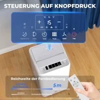HOMCOM Mobiles Klimagerät mit Abluftschlauch 12000 BTU 3,5 kW, 5-in-1, 24h-Timer, Fernbedienung bis 35㎡(m-6)