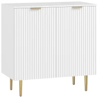 HOMCOM Buffet Cuisine, Meuble de Rangement avec 2 Portes, Étagère Réglable, Pieds Métalliques Surélevés, 80 x 40 x 80 cm, Blanc(m-1)
