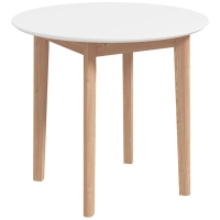 HOMCOM Esstisch Küchentisch Runder Tisch, Skandi-Design, 75 cm x 75 cm x 76 cm, Weiß + Natur