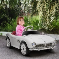 HOMCOM Macchina Elettrica per Bambini a 2 Porte con Licenza BMW 507, con Clacson e Telecomando, 115x55x47 cm, Bianca(m-10)
