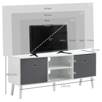 HOMCOM TV Cabinet Stand Unit for TVs up to 50'' with Foldable Drawers, Entertainment Centre for Living Room White(m-3)