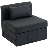HOMCOM 2-in-1 Schlafsessel Klappbares Sofa-Bett mit Leinenstruktur, Gepolstertes Gästebett Klappstuhl, Dunkelgrau(m-1)