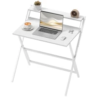 HOMCOM 81.5 cm Folding Computer Desk with Monitor Shelf - White(m-11)