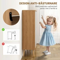 HOMCOM Dulap Pantofar Modern cu 4 Sertare Rabatabile si Raft Reglabil, Organizator de Depozitare pentru Dulap Pantofar de Hol pentru 16 Perechi de Pantofi, Natur(m-7)