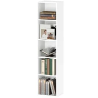 HOMCOM Bibliothèque étagère de rangement 5 niveaux avec étagères réglables pour salon, chambre, bureau, 30x24x133,5cm, blanc(m-12)