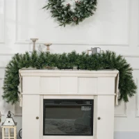 HOMCOM 1,8 m künstliche Weihnachtsgirlande Blumendekoration mit 160 Spitzen Grün(m-2)