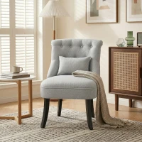 Fabric Single Sofa Dining Chair Tub Chair Upholstered W/ Pillow Solid Wood Leg Home Living Room Furniture Grey(m-10)