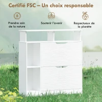 HOMCOM Meuble à chaussures, armoire à chaussures, 2 tiroirs rabattables, compartiments ouverts et étagère réglable, blanc(m-8)