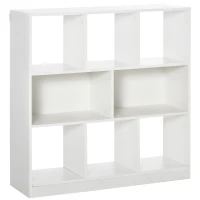 HOMCOM Dulap bibliotecă pentru depozitare cu 3 niveluri și 8 rafturi, din MDF, 97.5x30x100 cm, alb(m-1)