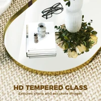 HOMCOM Wall Mirror, Bathroom Mirror with Elevated Aluminium Alloy Frame, 60 x 90 cm, Gold Tone(m-5)