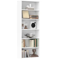 HOMCOM Bibliothèque étagère de rangement 6 niveaux avec étagères réglables pour salon, chambre, bureau, 60x24x158,5cm, blanc(m-11)