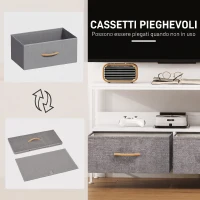 HOMCOM Mobile Porta TV da 47" con Cassetti Pieghevoli in Tessuto e Mensola in Metallo e MDF, 98x29x56 cm, Bianco(m-4)