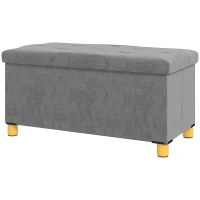 HOMCOM Panca Contenitore Pieghevole da 67L, Coperchio Imbottito e Rivestimento Vellutato, 76x38x38cm, Grigio(m-9)