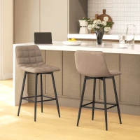 HOMCOM Set 2 Sgabelli da Cucina Stile Nordico in Tessuto Effetto Velluto e Metallo, 45x47x84 cm, Marrone(m-10)