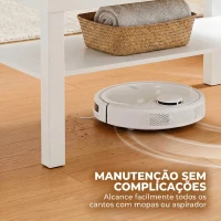 HOMCOM Mesa de Centro Mesa de Café para Sala com Prateleira Aberta Tampo Grosso para Sala Escritório 90x45x44,5 cm Branco(m-7)