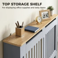 HOMCOM Slatted Radiator Cover, Painted Cabinet with Line Grill Design, 152L × 19W × 81H cm, Grey(m-5)
