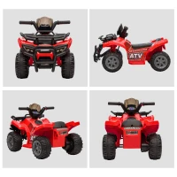 HOMCOM Quad Elettrico per Bambini con Batteria Ricaricabile 6V, Pulsante Acceleratore, Età 18-36 Mesi, 70x42x45cm, Rosso(m-8)