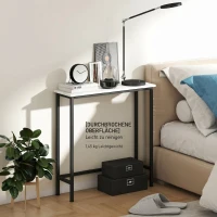 HOMCOM Masă consolă de intrare cu blat cu efect de marmură, din lemn și oțel, 75x24x76 cm, alb și negru(m-9)