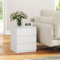 HOMCOM Cómoda 3 Cajones con Cierre Suave Cajonera para Salón Oficina Estilo Moderno 45x40x52,8 cm Blanco(m-10)