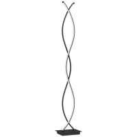 HOMCOM Lampada da Terra LED a Doppia Spirale, Lampada da Salotto con Luminosità Regolabile, Interruttore a Pedale, Nero(m-1)