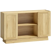 HOMCOM Sideboard Buffet Cabinet, 133 cm Storage Cabinet with 2 Open Shelves, 2 Cupboards and Soft Close Doors, Natural(m-1)