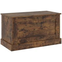 HOMCOM Coffre de rangement, coffre à jouets, avec charnière de sécurité, pour salon, en bois, 80 x 40 x 45 cm, brun rustique(m-1)