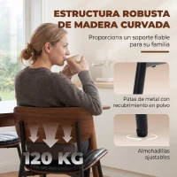 HOMCOM Set de 2 Sillas de Comedor Tapizadas de Piel Sintética con Respaldo Curvo Patas de Metal 49,5x49,5x80 cm Negro y Marrón(m-6)
