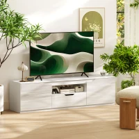 HOMCOM Meuble TV 160 cm, meuble télé pour téléviseur jusqu'à 65 pouces avec 2 portes et tiroir, blanc(m-11)