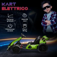 HOMCOM Go Kart Elettrico per Bambini 6-12 Anni 24V 12km/h con Seggiolino Regolabile, Verde(m-7)