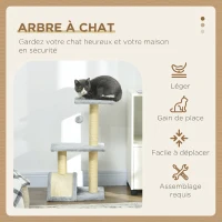 PawHut Arbre à chat arbre à grimper griffoir pour chat hauteur 72 cm balle suspendue gris clair(m-4)
