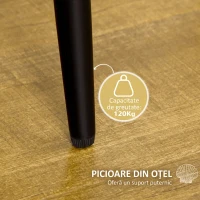 HOMCOM Set 2 Scaune de Bucătărie, Design Nordic, din Metal și Țesătură cu Aspect Catifea, 52x54x79 cm, Galben și Negru,(m-5)