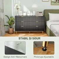 HOMCOM Comodă Modernă cu 4 Sertare și Mânere Aurii, Alb(m-6)
