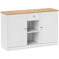 HOMCOM Küchenkommode, Sideboard mit Schublade, Schränken, Regalen, Spanplatte, Weiß