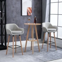 HOMCOM Tabourets de Bar Design scandinave - Lot de 2 tabourets de Bar Grand Confort avec Repose-Pieds et accoudoirs - Bois massif Lin Beige(m-10)