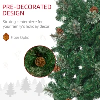 HOMCOM 6.5FT Tall Pencil Slim Artificial Christmas Tree with Realistic Branches, Tip Count and Pine Cones, Pine Needles Tree, Xmas Decoration, Green(m-6)