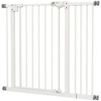 PawHut Cancellino per Cani Regolabile con Chiusura Automatica, in Acciaio e Plastica, 74-100x77 cm Nero(m-10)