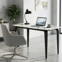 HOMCOM Dining Table for 4, Modern Kitchen Table with Sintered Stone Tabletop, Metal Legs, White(m-9)