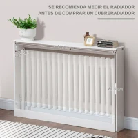 HOMCOM Cubre Radiadores de MDF con Listones y Repisa Cubreradiador para Salón Dormitorio 120x18x84 cm Blanco(m-12)