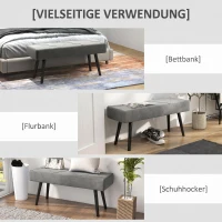 HOMCOM Bancă Tapițată pentru Dormitor din Catifea cu Picioare din Oțel, 100x36x45cm, Gri(m-6)