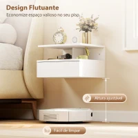 HOMCOM Conjunto de Mesas de Cabeceira Suspensas com Gaveta Montadas na Parede 35x32x22,5 cm Branco(m-5)