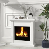 HOMCOM Camino a Bioetanolo con 3 Bruciatori Durata 1.5-3 Ore, Capacità 1.2L e Copertura 16-18㎡, 63.5x24x66cm, Bianco(m-8)