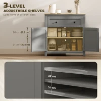 HOMCOM Sideboard Storage Cabinet, Morden Kitchen Cupboard with Adjustable Shelf, Drawer and Double Doors, Sideboard for Living Room, Dining Room, Hallway, Grey(m-5)